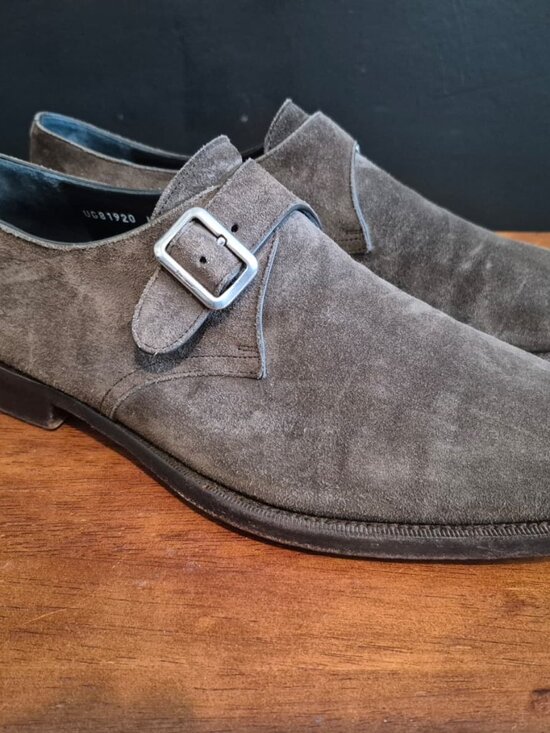 Salvatore Ferragamo  Brown Suede Monk Straps Dress Loafers  Men\'s Size: 9.5